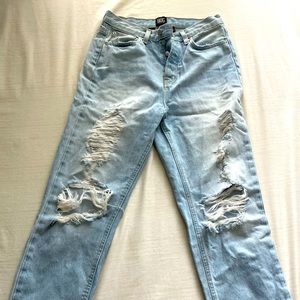 Ripped Straight Leg Jeans